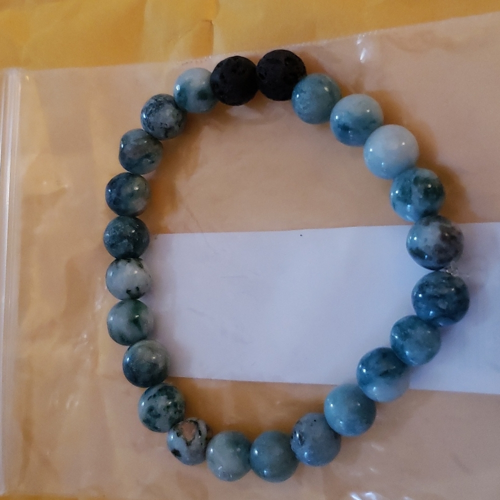 Stretchy infuser bracelet with real stones (can't remember name of stones)
